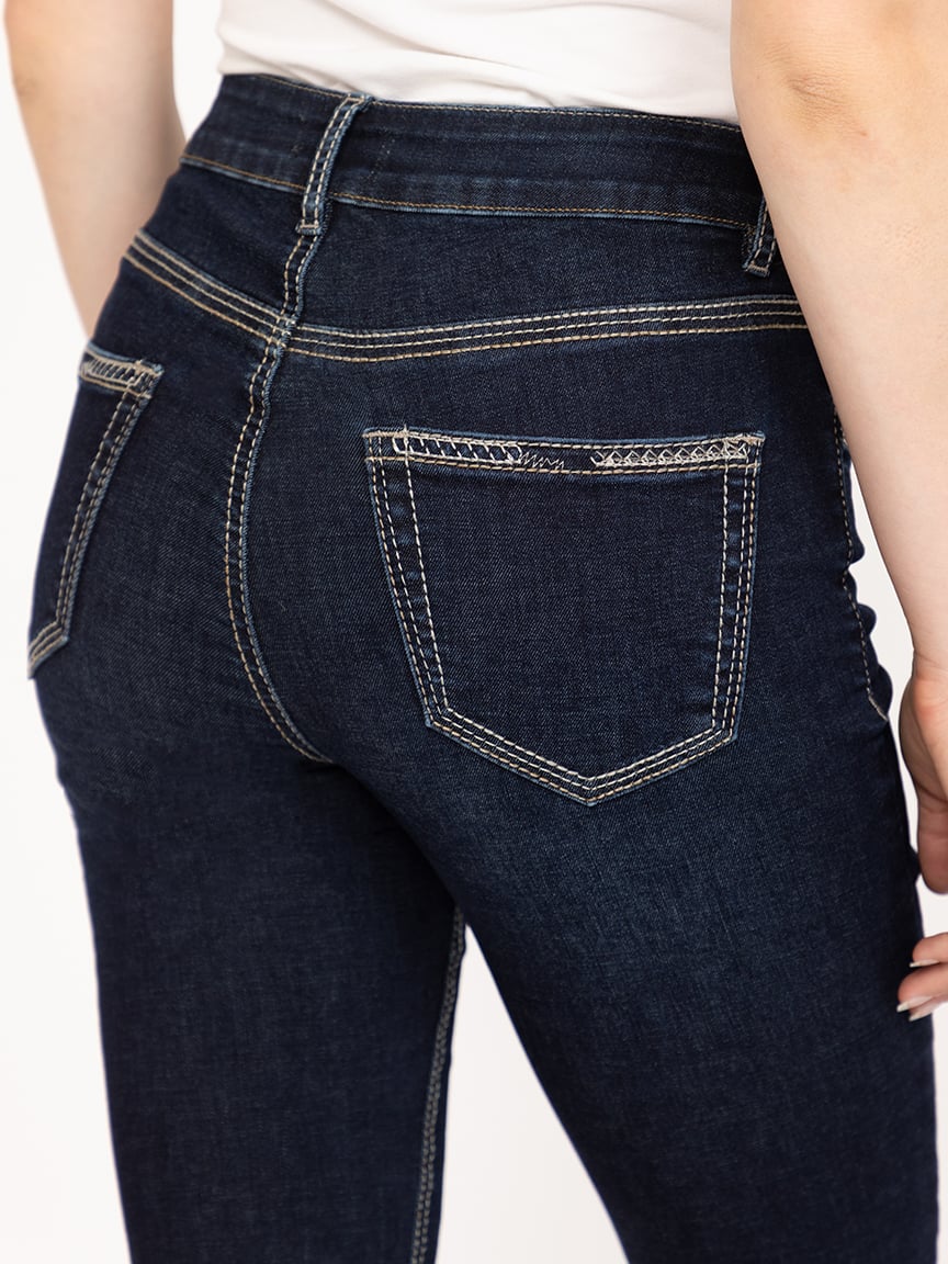 Women's Dark Wash Thick Stitch Skinny Jean