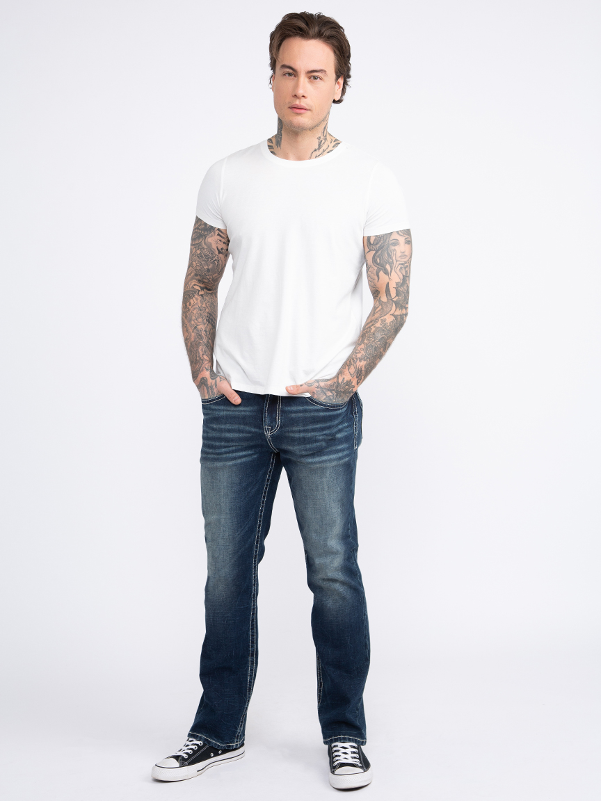 Men's Indigo Wash Classic Bootcut Jeans Warehouse One