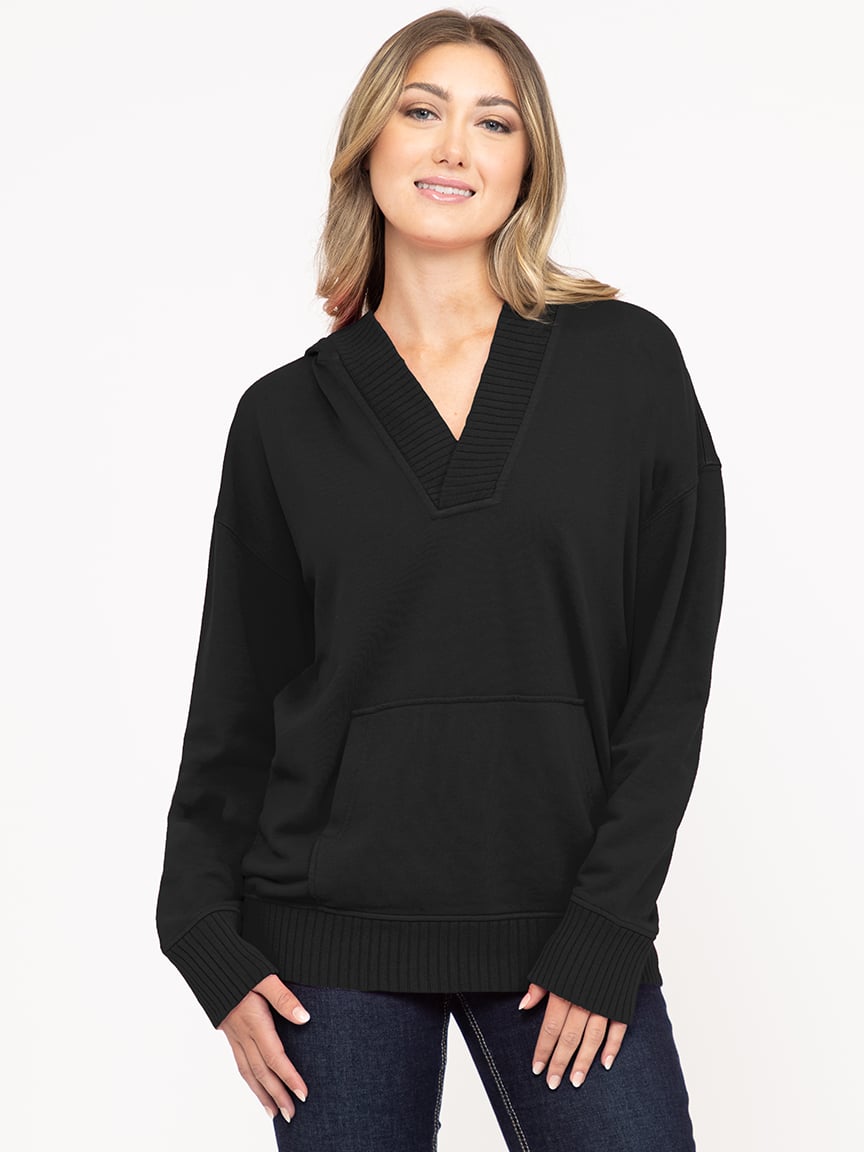 Women's V Neck Pop Hoodie