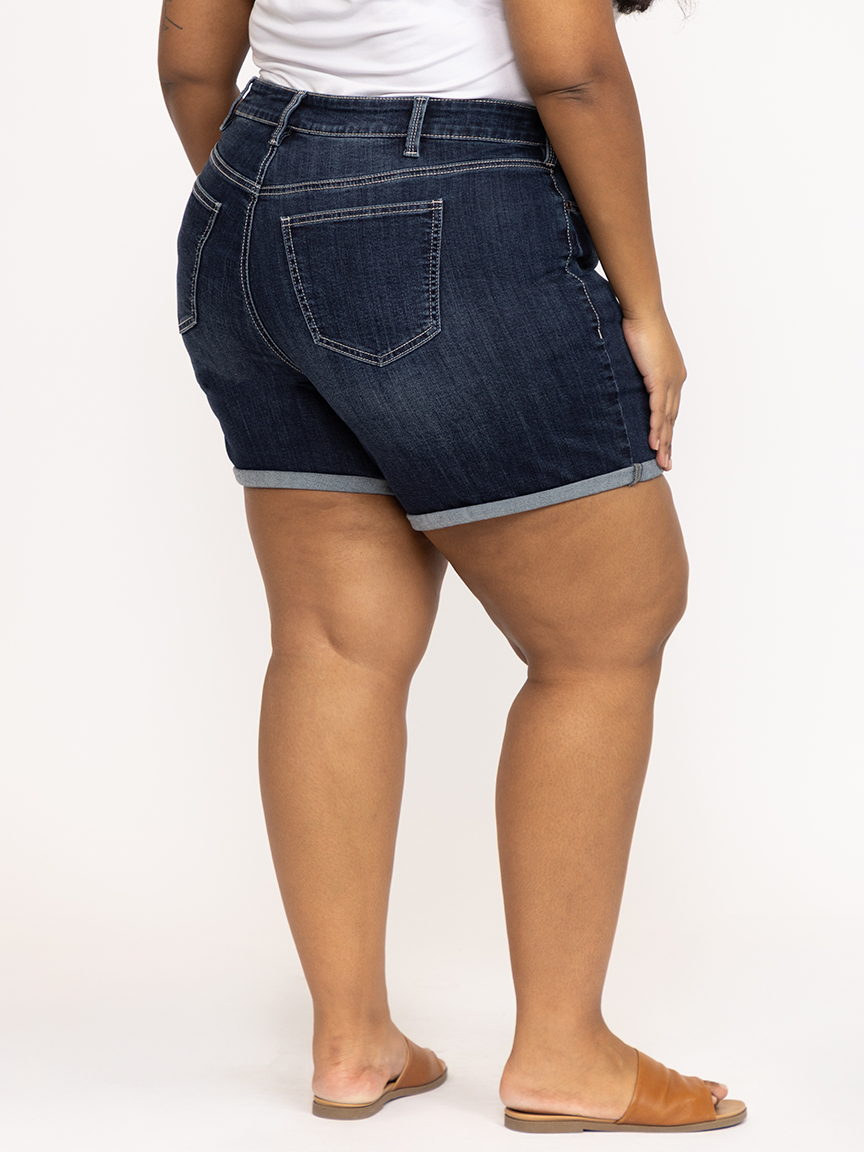 Women's Plus Dark Wash Mid Rise Double C