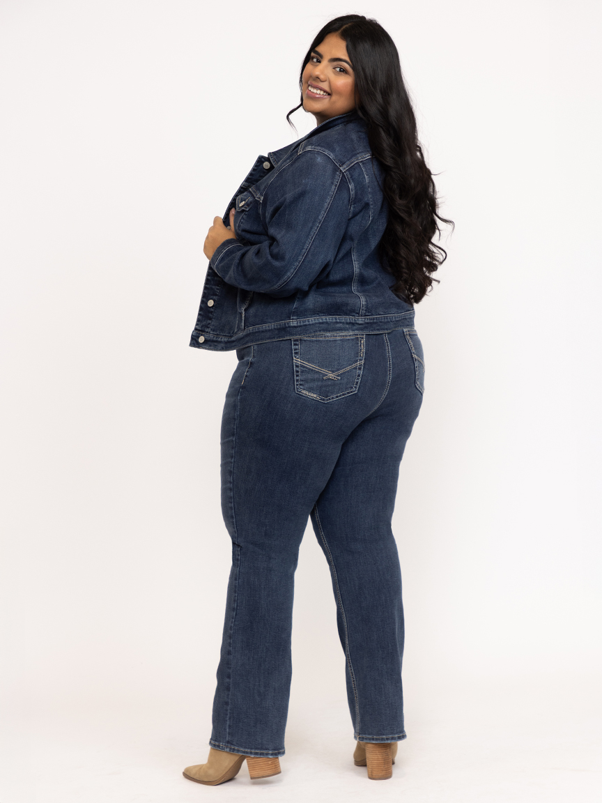 Women's Plus Medium Dark Wash Baby Boot Jeans