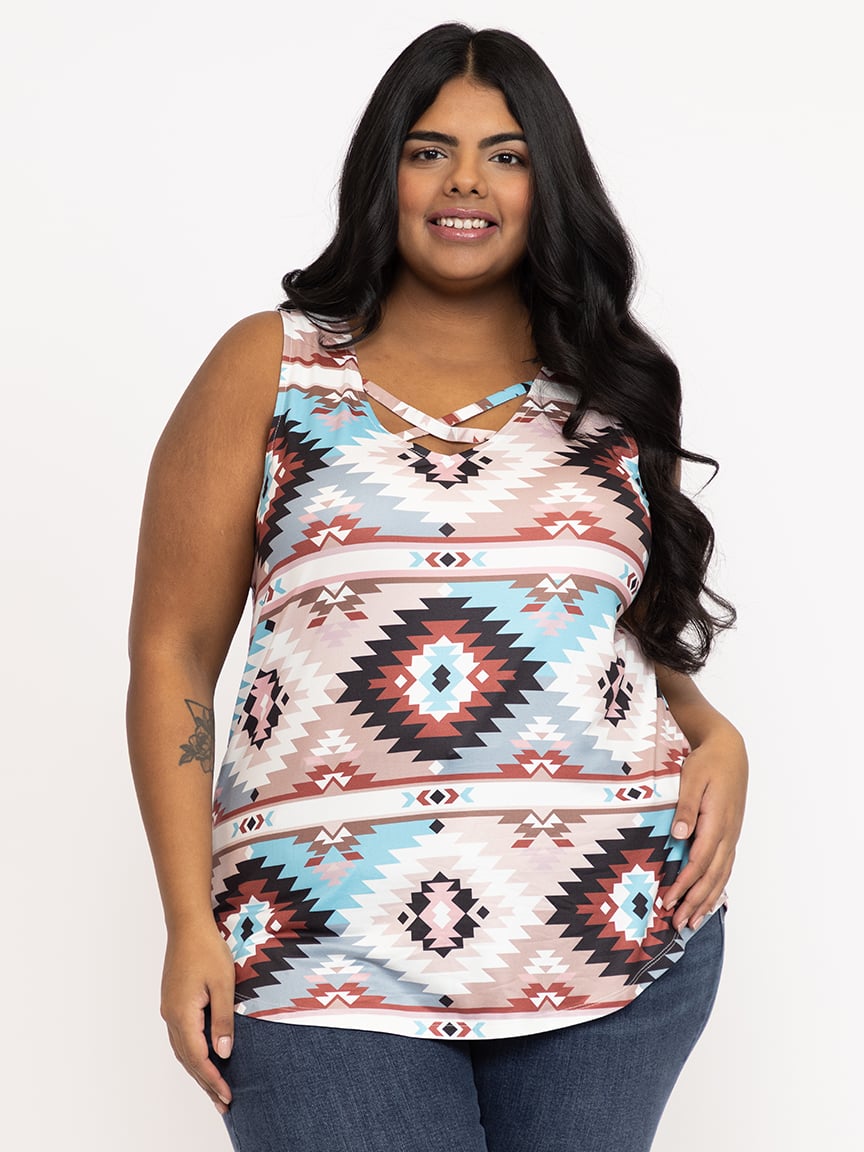 Women's Geometric Criss Cross Tank