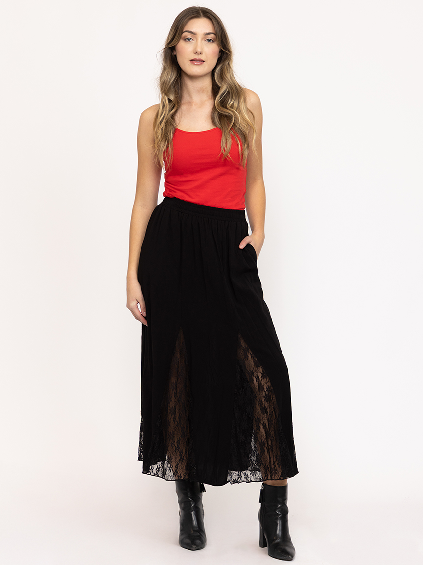 Women's Lace Insert Maxi Skirt