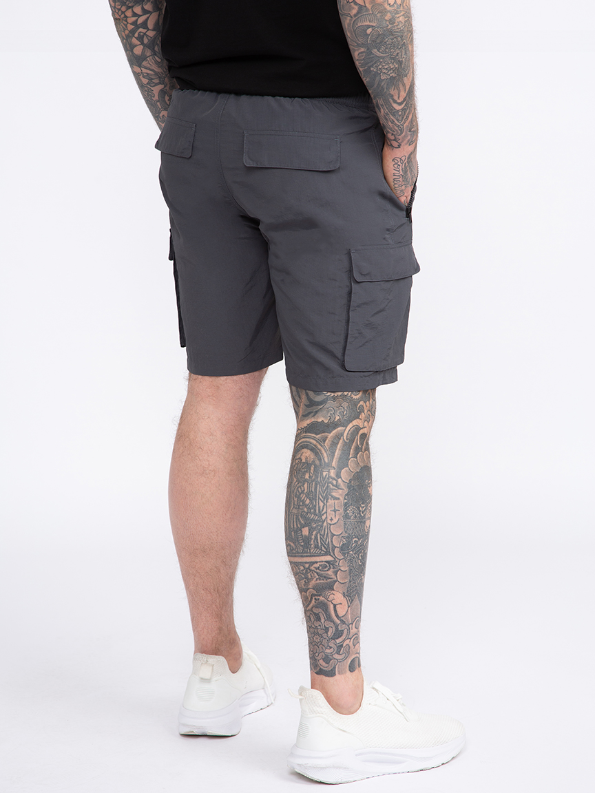 Men's Grey Nylon Cargo E-Waist Short