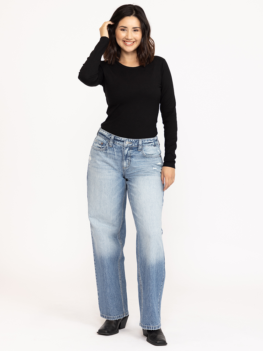 Women's Rib Crew Neck Long Sleeve Tee