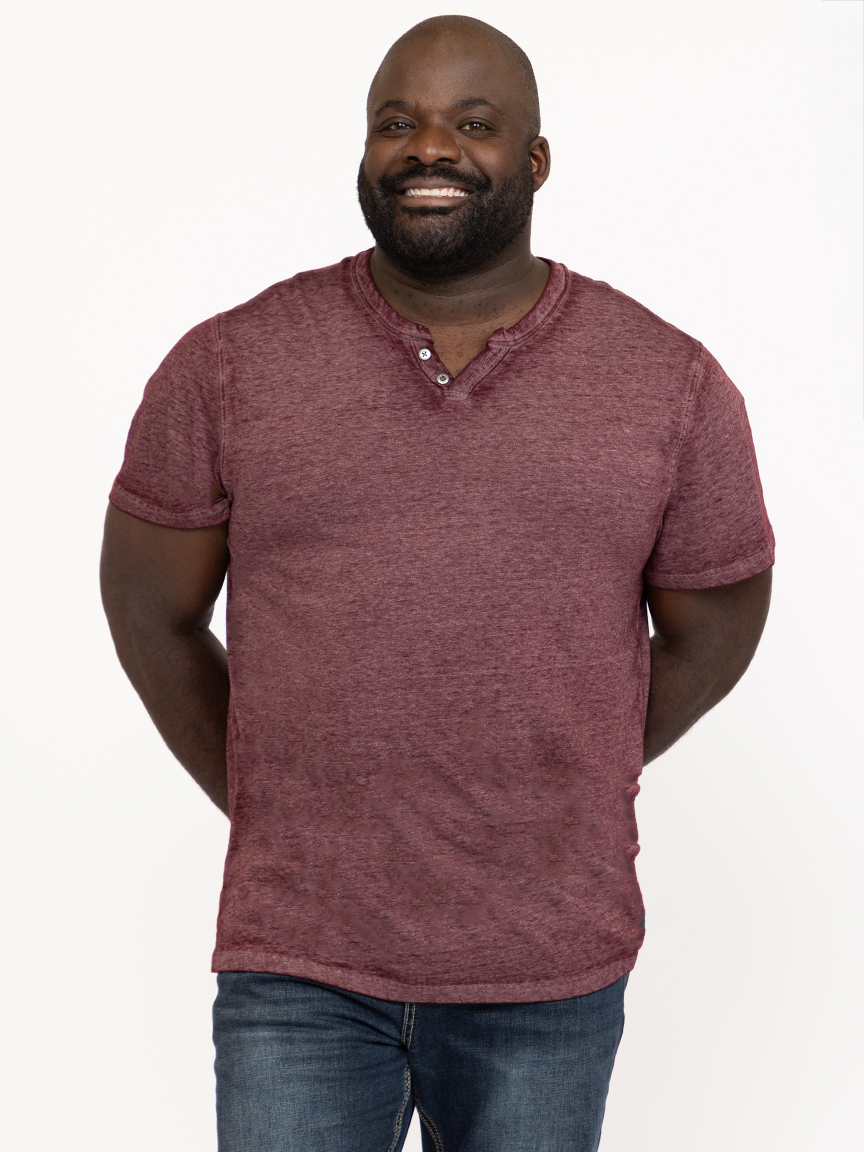 Men's Burnout Henley Tee