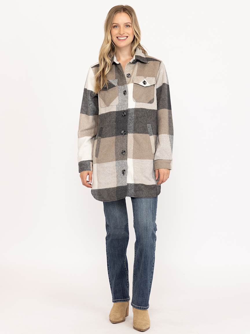 Women's Plaid Button Front Shacket