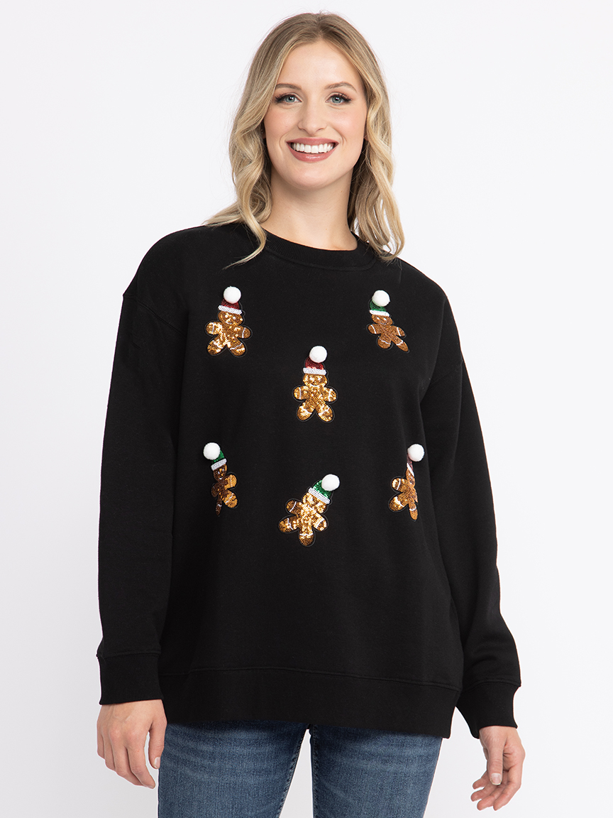 Women s Sequin Gingerbread Sweatshirt Warehouse One