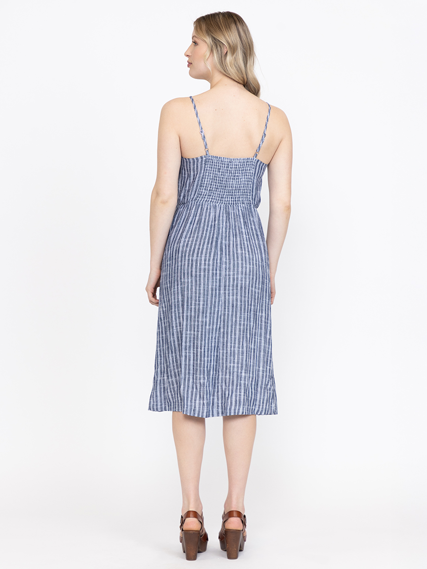 Women's Stripe Laceup Midi Dress