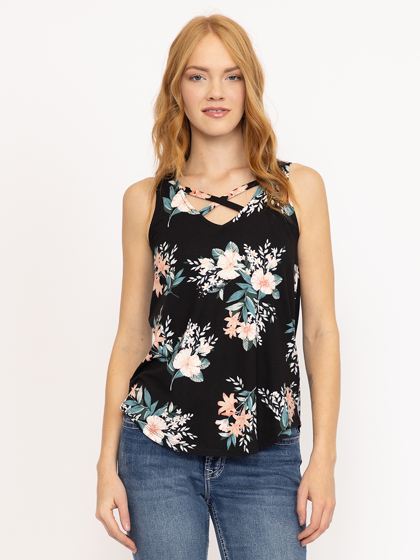 Women's Floral Criss Cross Tank