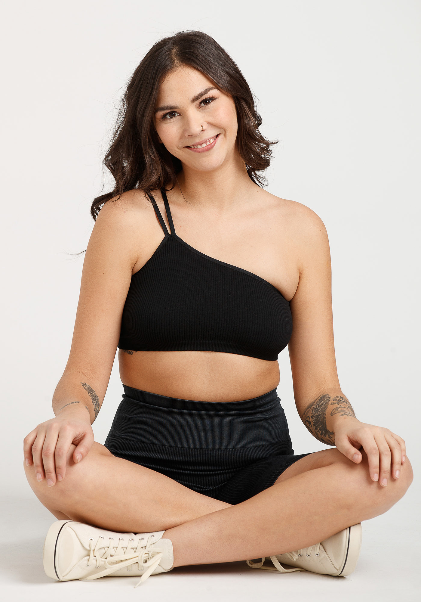 Rib Knit One Shoulder Bralette Warehouse One