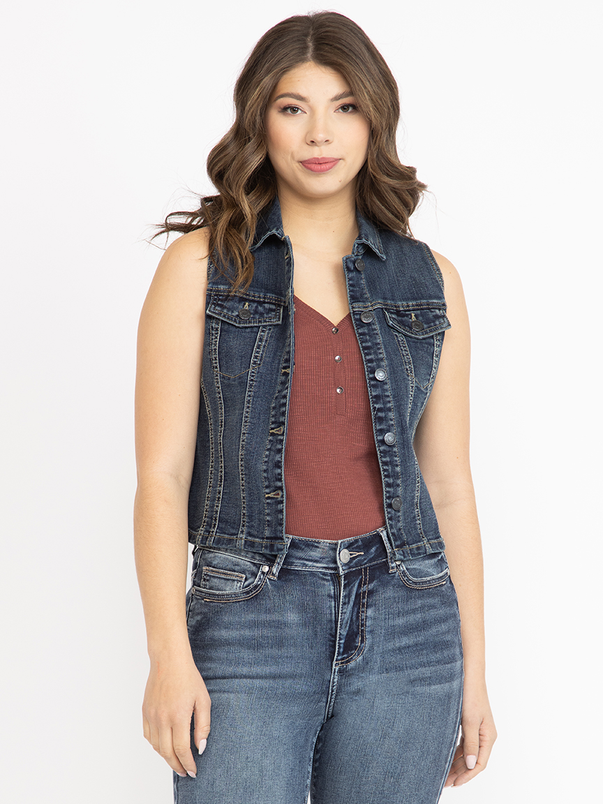 Women's Medium dark wash Cropped Denim Vest Warehouse One — free download