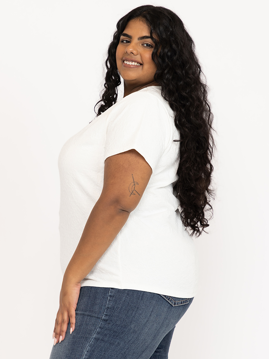 Women's Textured V Neck Tee