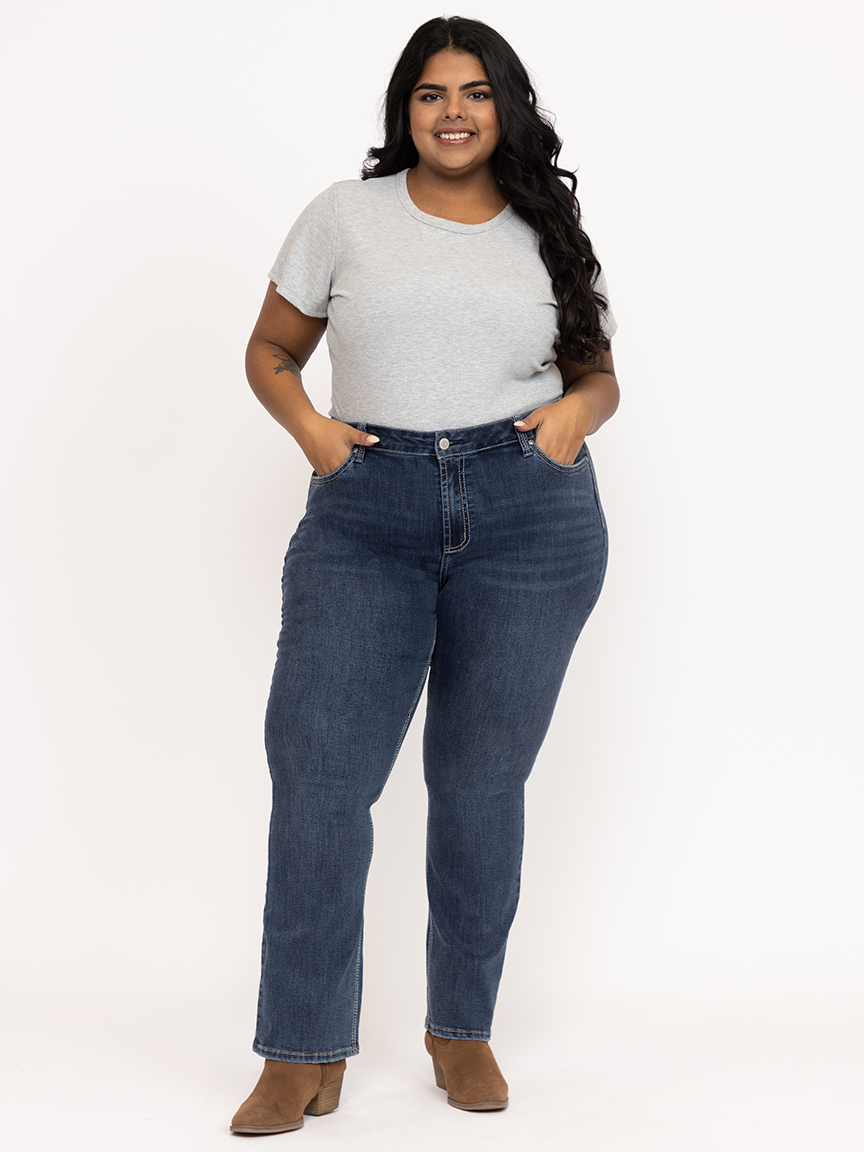 Women's Plus Medium Dark Wash Baby Boot Jeans