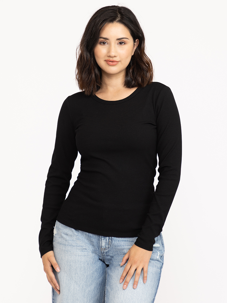 Women's Rib Crew Neck Long Sleeve Tee