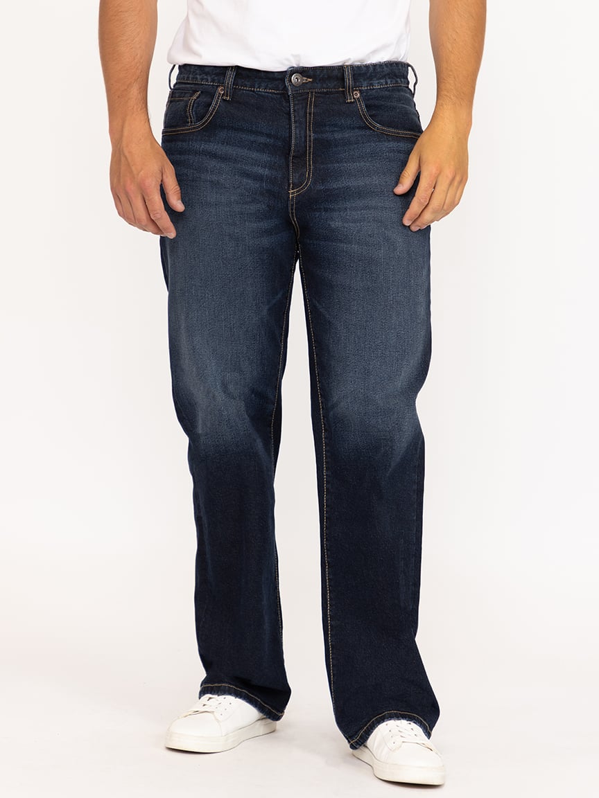 Men's Loose Medium Dark Jeans