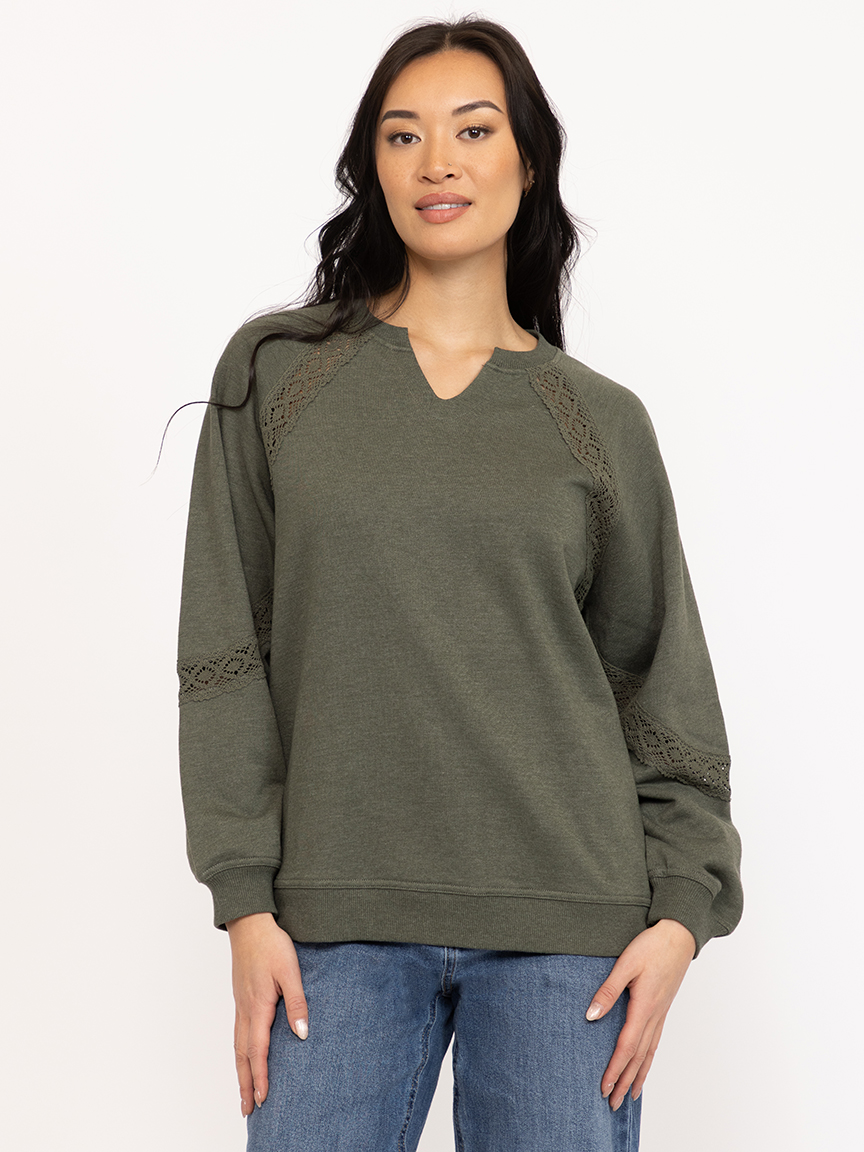 Women's Crochet Trim Sweatshirt